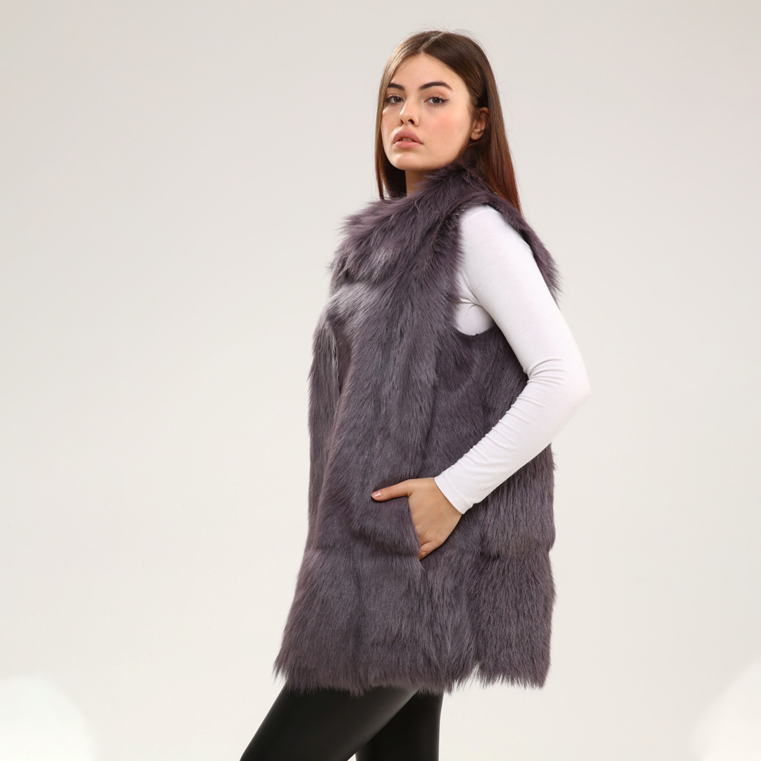 Hakiki Deri Açık Mor Kadın Deri Yelek