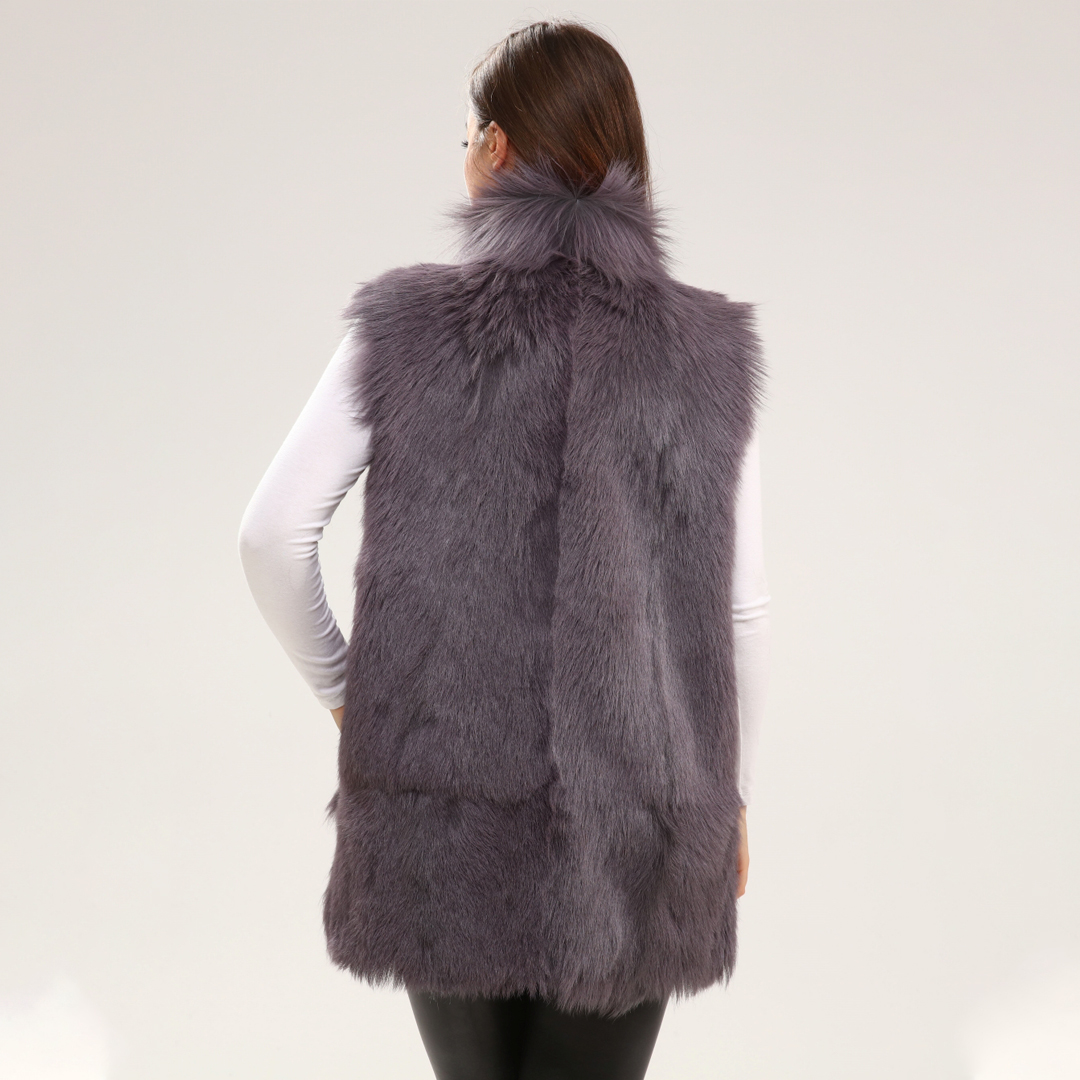 Hakiki Deri Açık Mor Kadın Deri Yelek