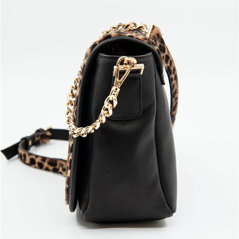 Hakiki Deri Açık Viski Kadın Leopar Baskılı Deri Omuz Çantası