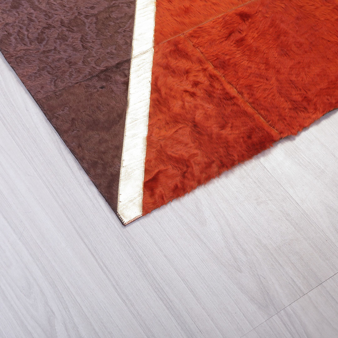 Hakiki Deri Altın Varaklı Renkli Deri Halı