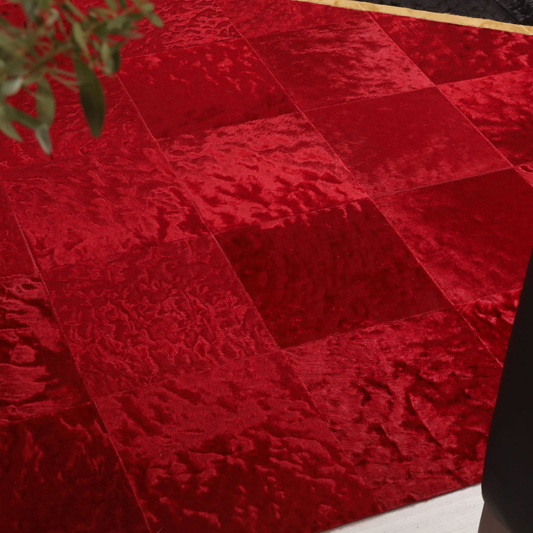 Hakiki Deri Altın Varaklı Renkli Deri Halı