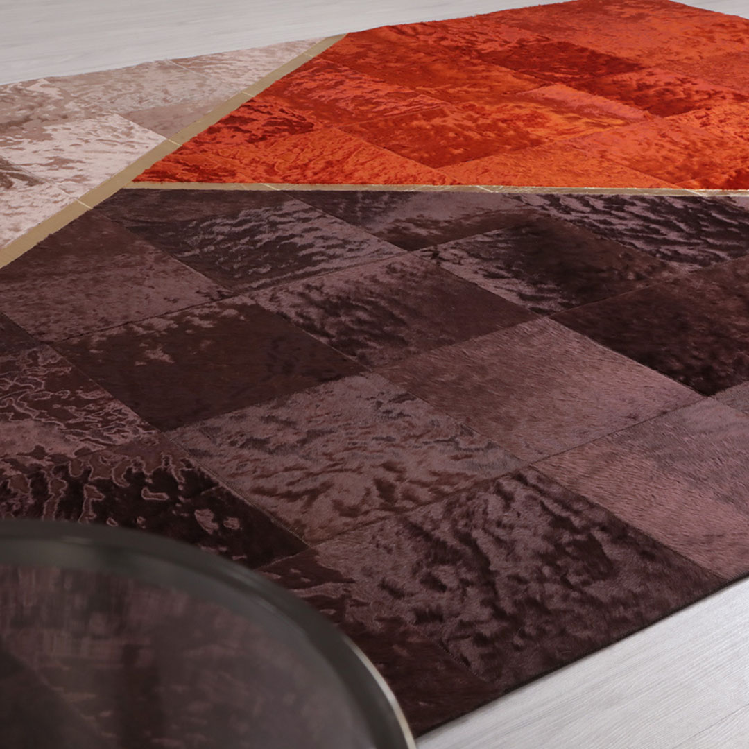 Hakiki Deri Altın Varaklı Renkli Deri Halı