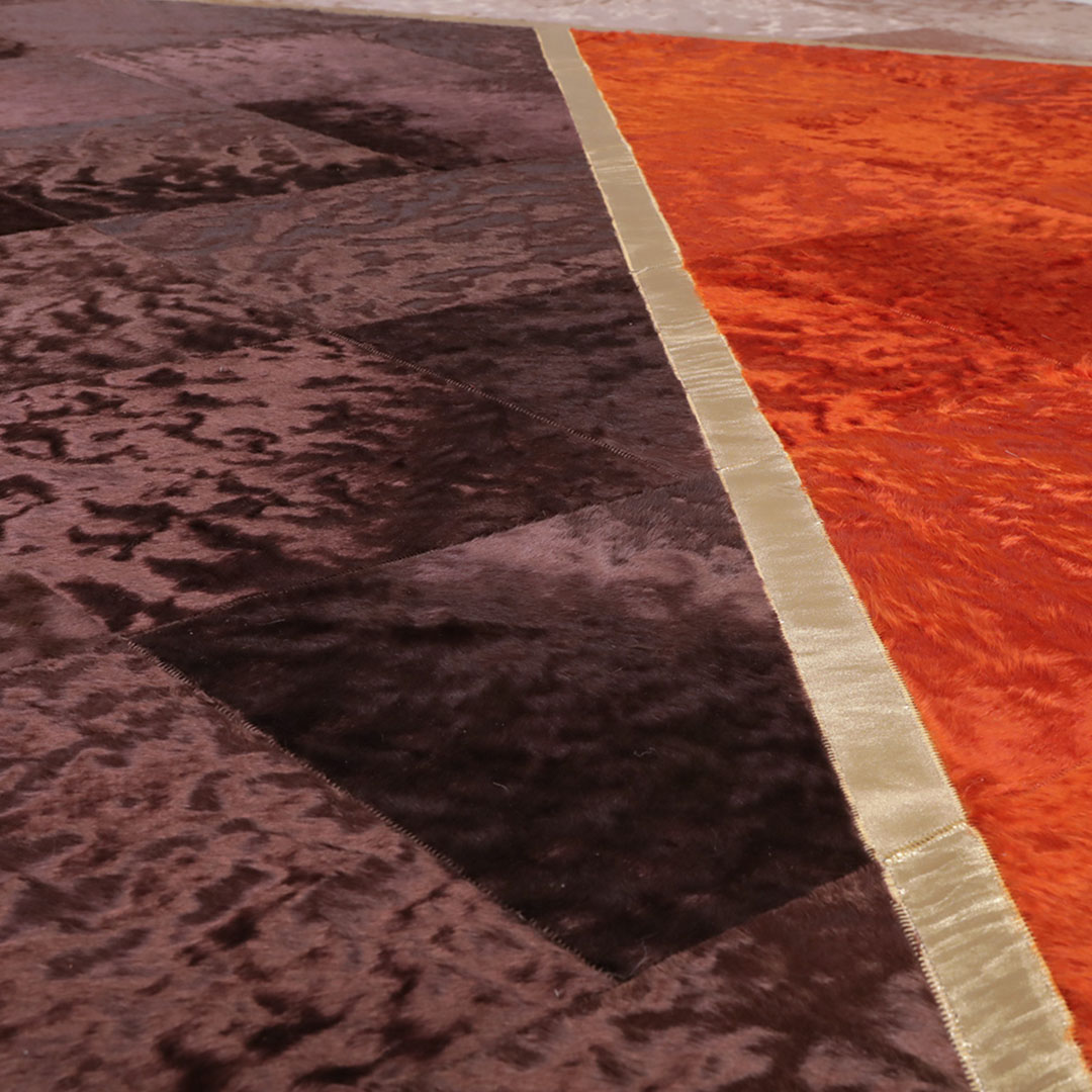 Hakiki Deri Altın Varaklı Renkli Deri Halı