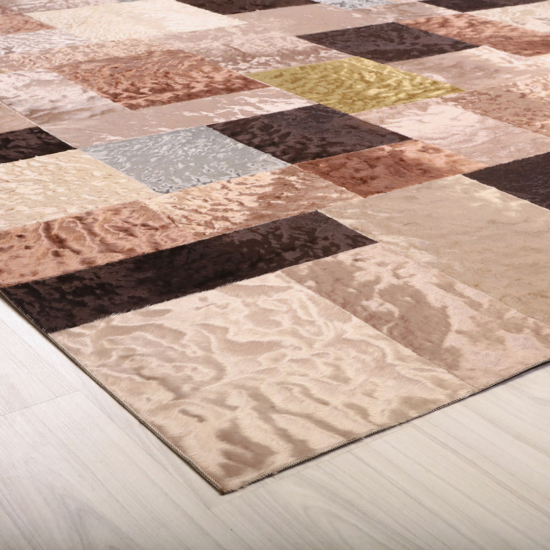 Hakiki Deri Çok Renkli Patchwork Deri Halı