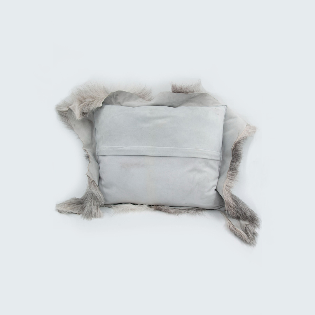 Genuine Leather Pillow Gray Feathered