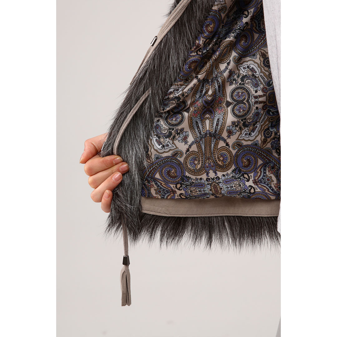 Hakiki Deri Koyu Gri Kadın Deri Yelek