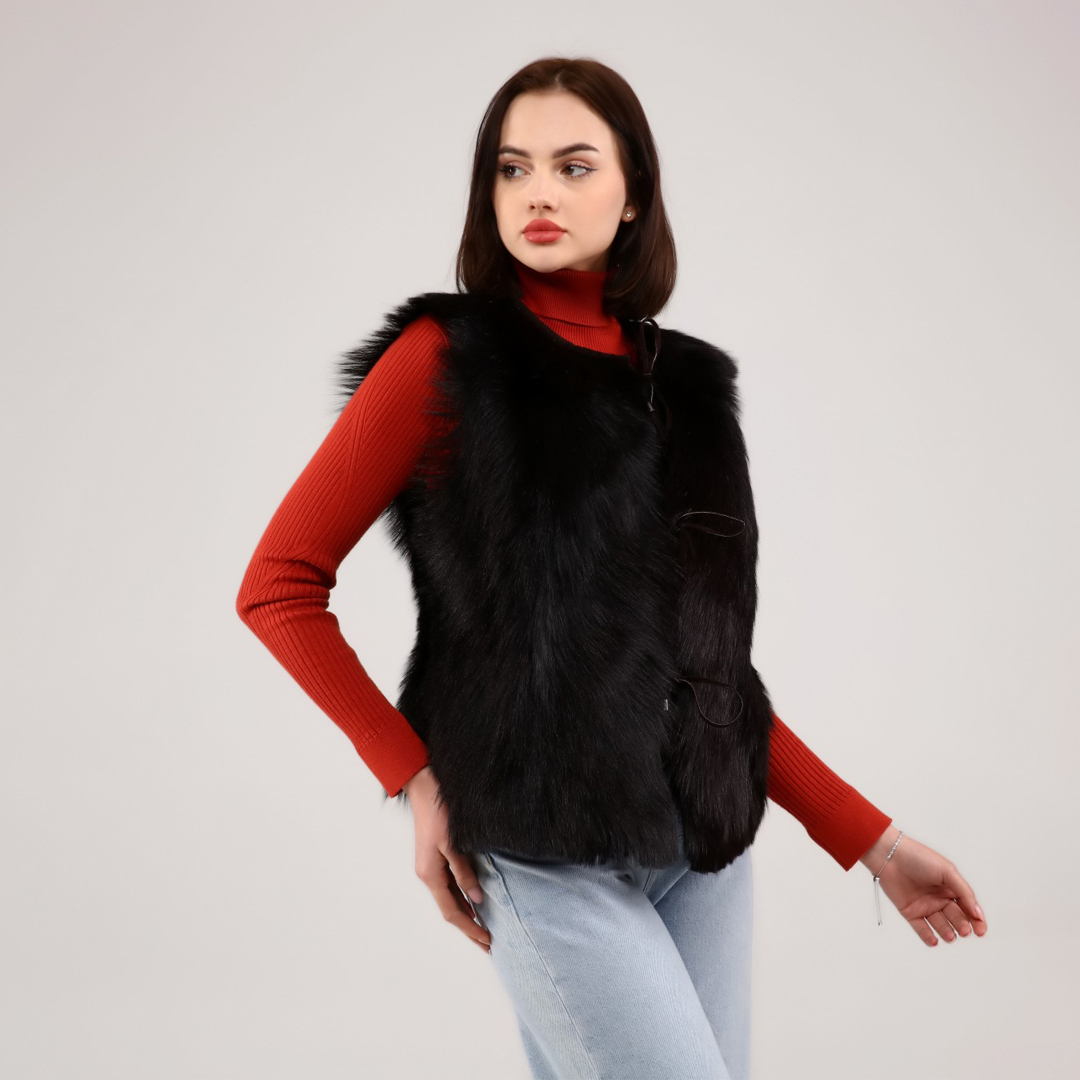 Hakiki Deri Kahve Kadın Deri Yelek