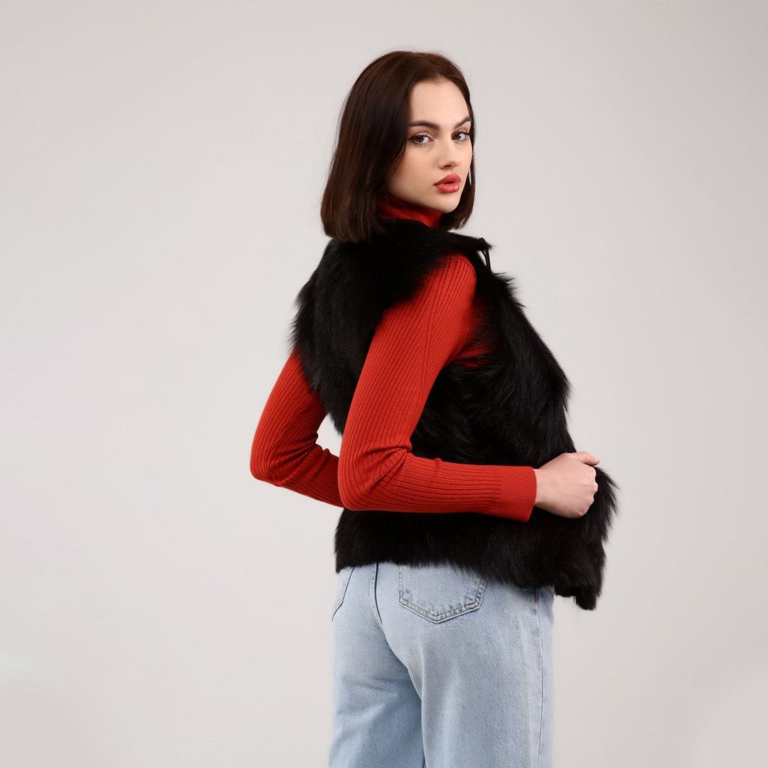 Hakiki Deri Kahve Kadın Deri Yelek