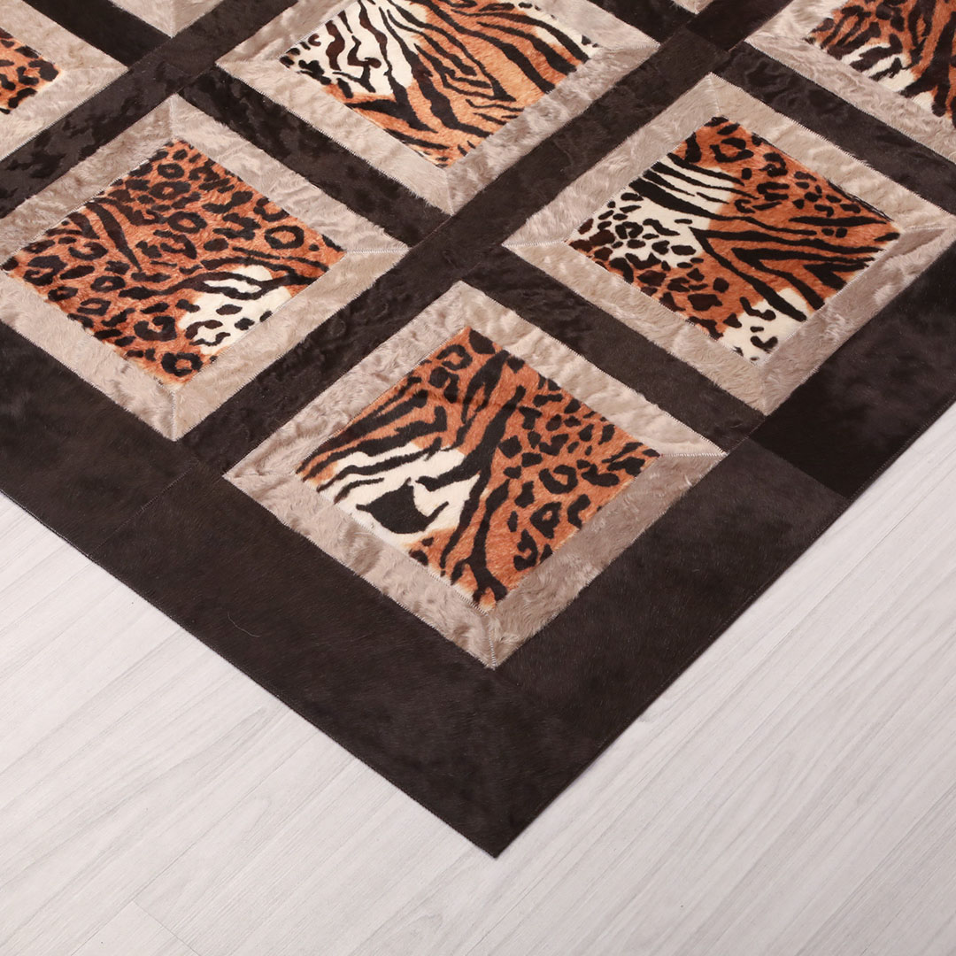 Hakiki Deri Kaplan Desen Baskılı Deri Halı