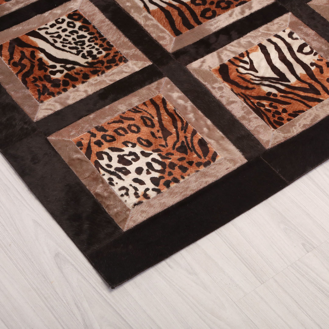 Hakiki Deri Kaplan Desen Baskılı Deri Halı