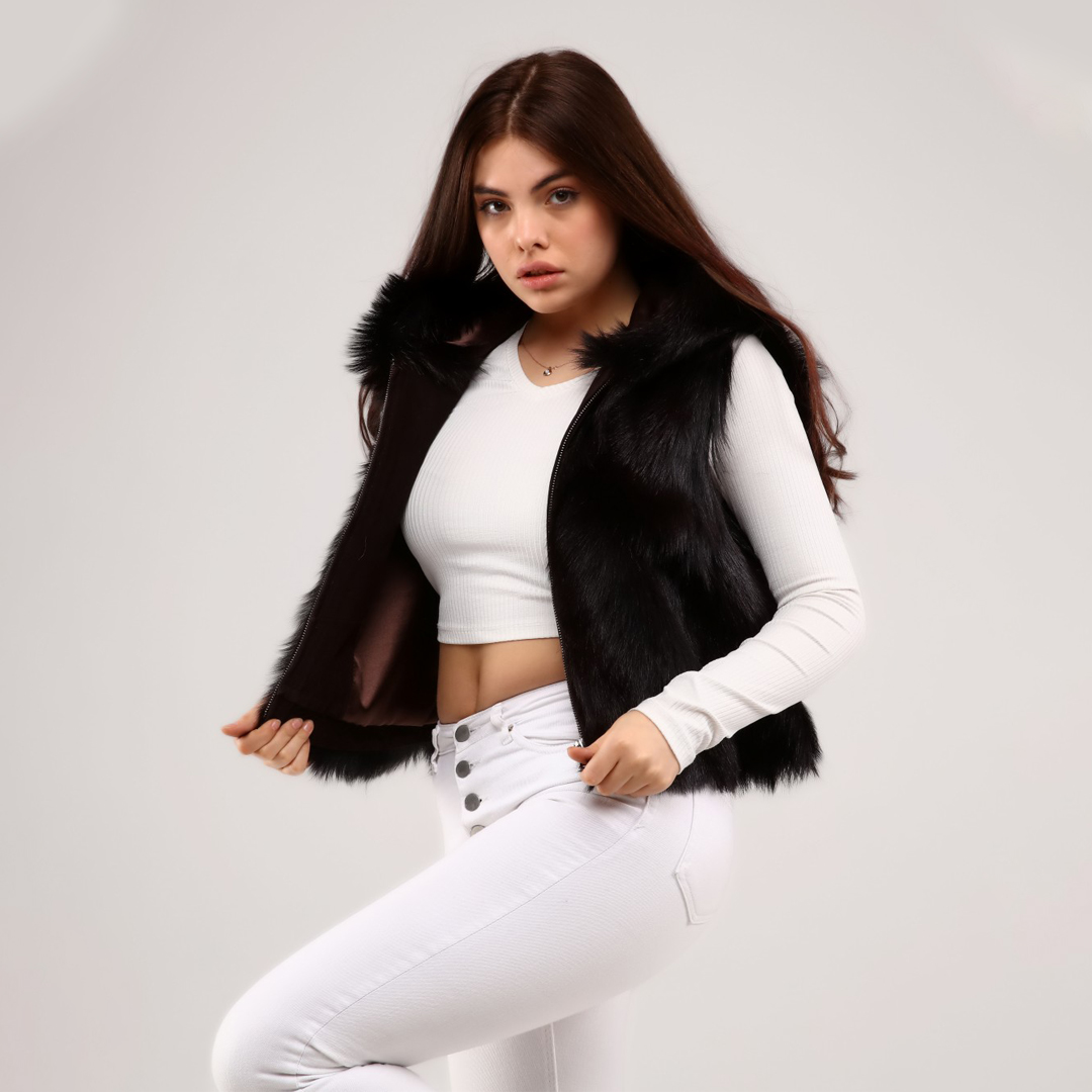 Hakiki Deri Kapüşonlu Kahve Kadın Deri Yelek