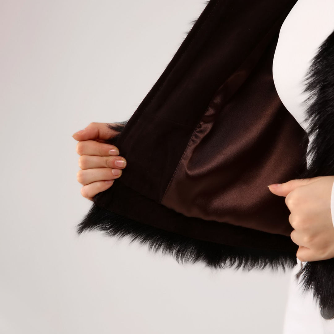 Hakiki Deri Kapüşonlu Kahve Kadın Deri Yelek