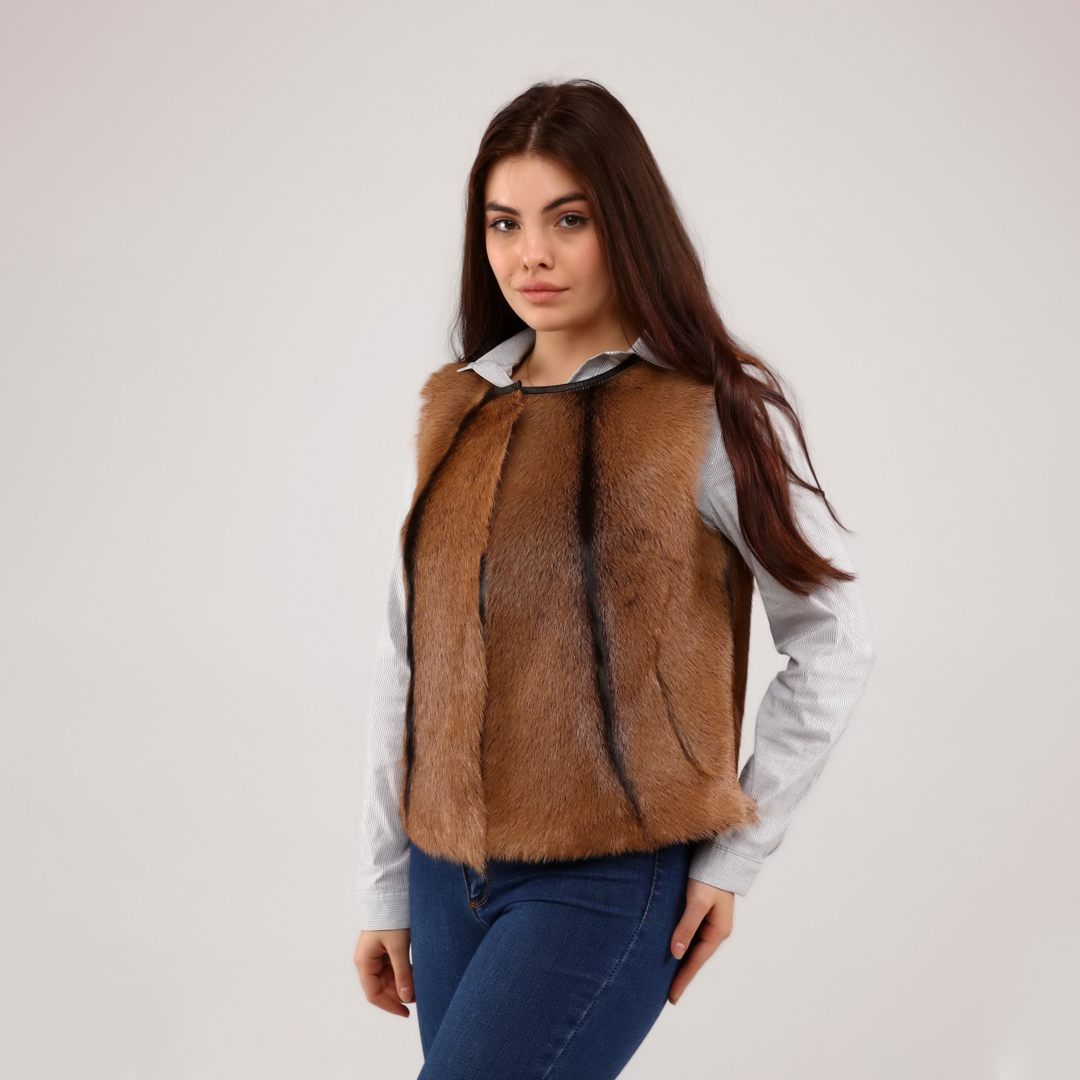 Hakiki Deri Natürel Kadın Deri Yelek