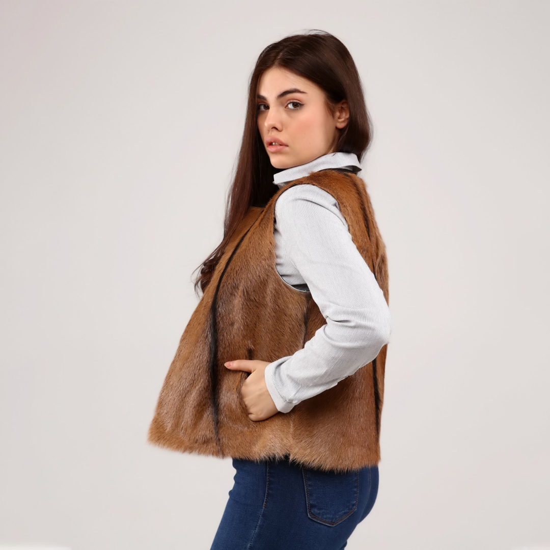 Hakiki Deri Natürel Kadın Deri Yelek