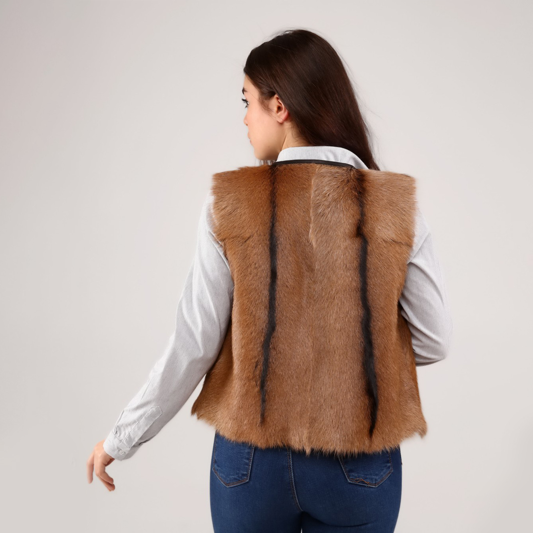 Hakiki Deri Natürel Kadın Deri Yelek