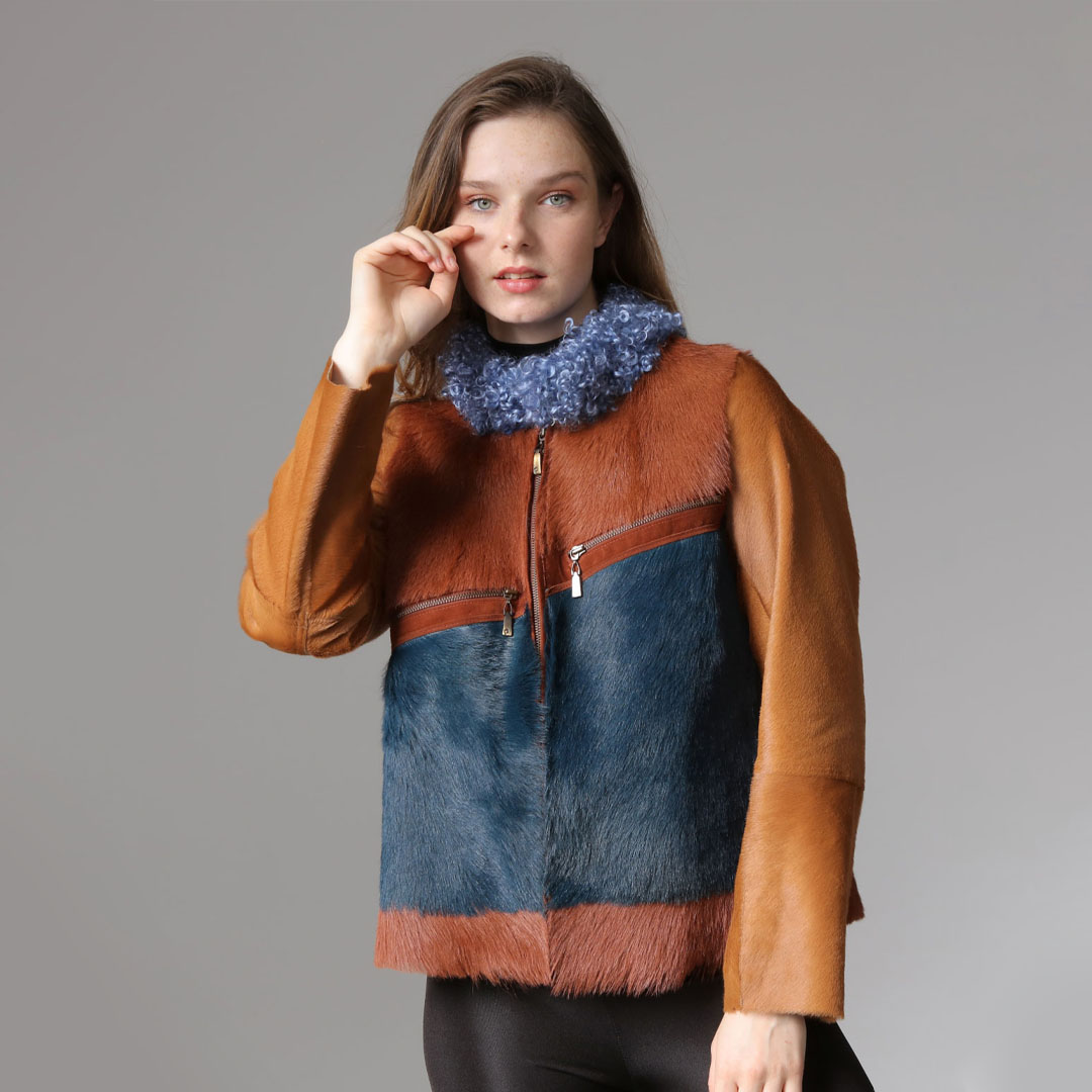 Hakiki Deri Renkli Kadın Ceket