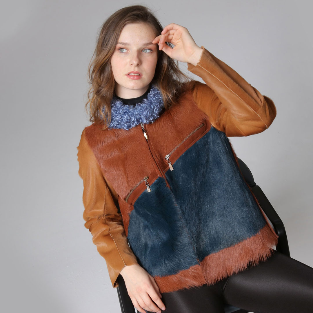 Hakiki Deri Renkli Kadın Ceket