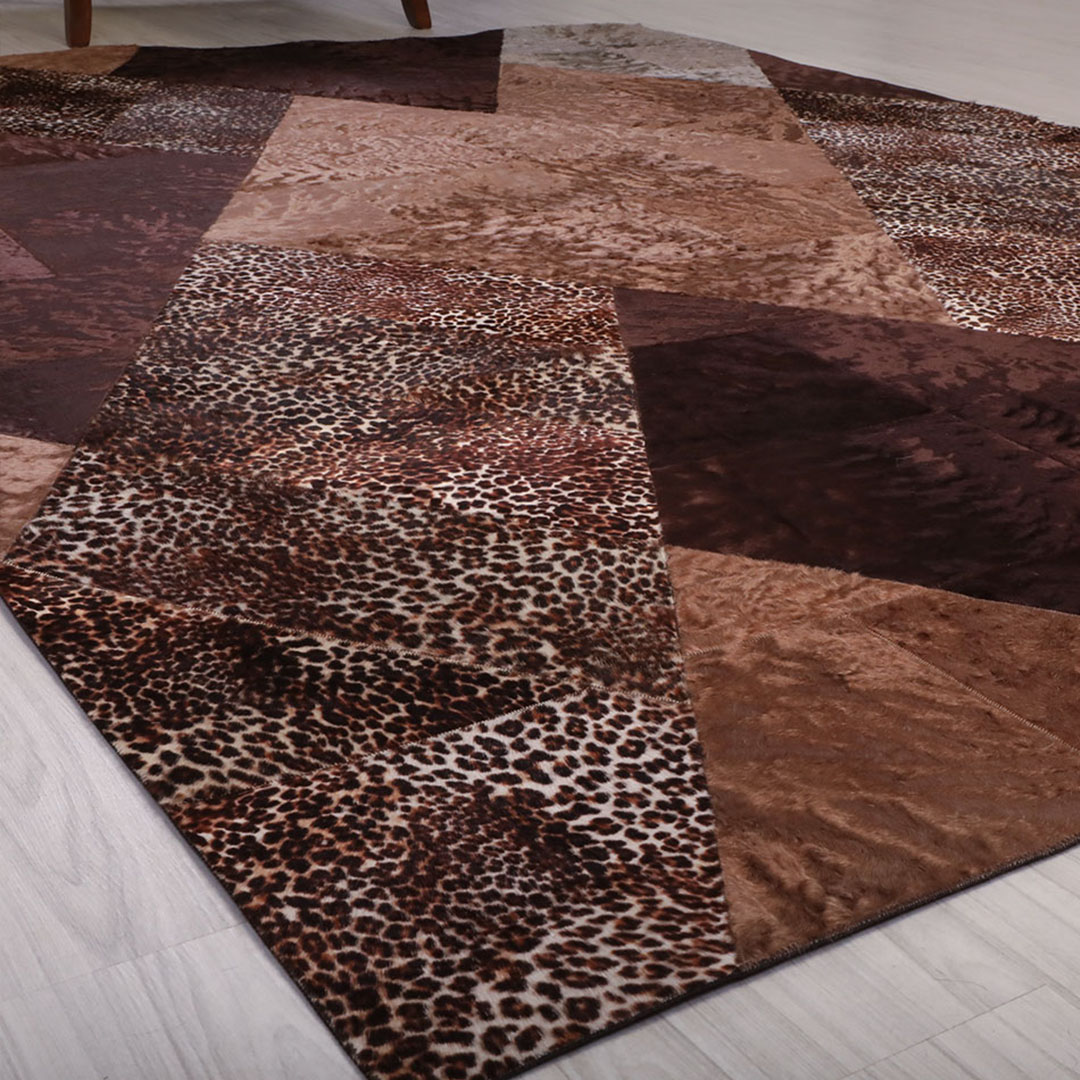 Genuine Leather Colored Leopard Printed Leather Carpet