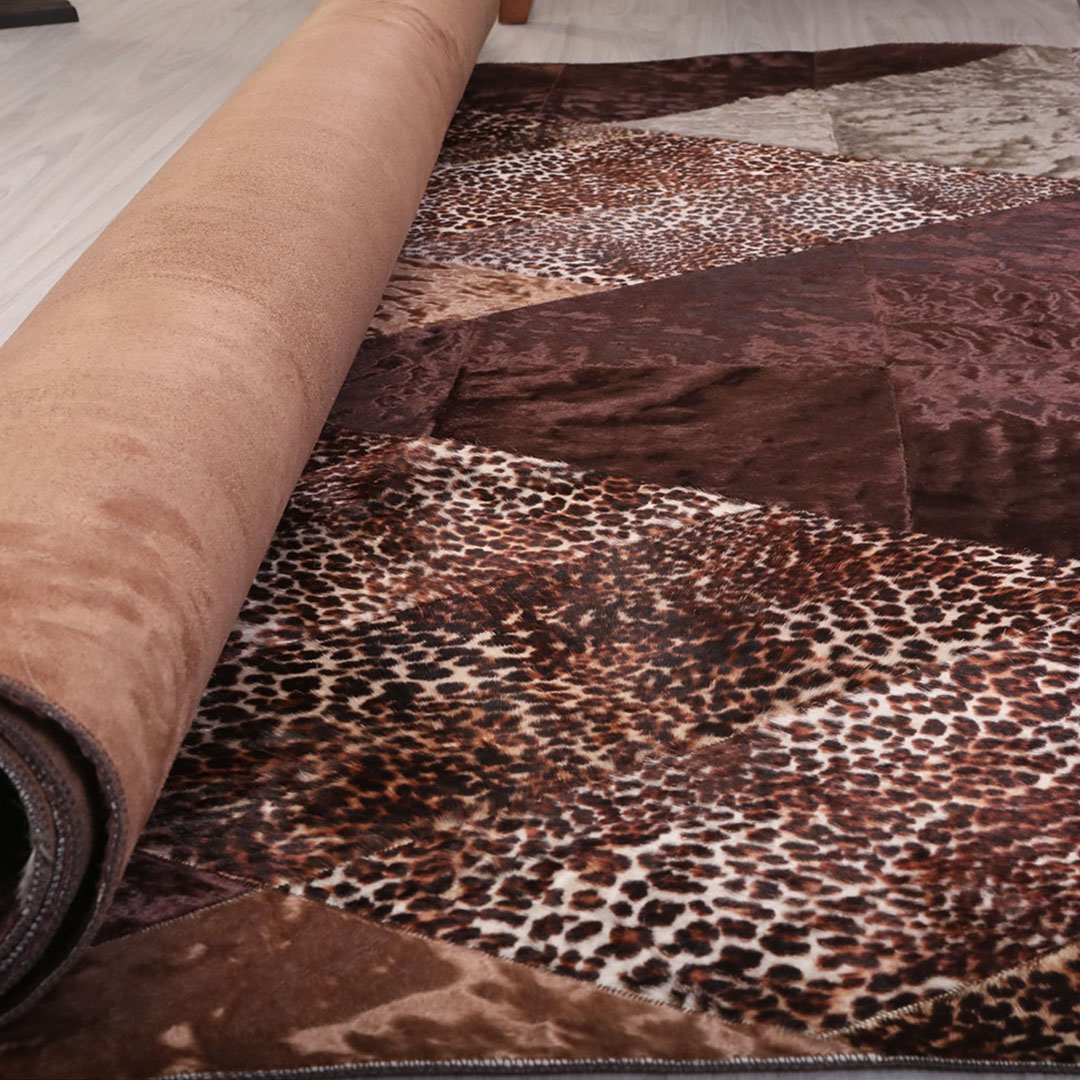 Genuine Leather Colored Leopard Printed Leather Carpet