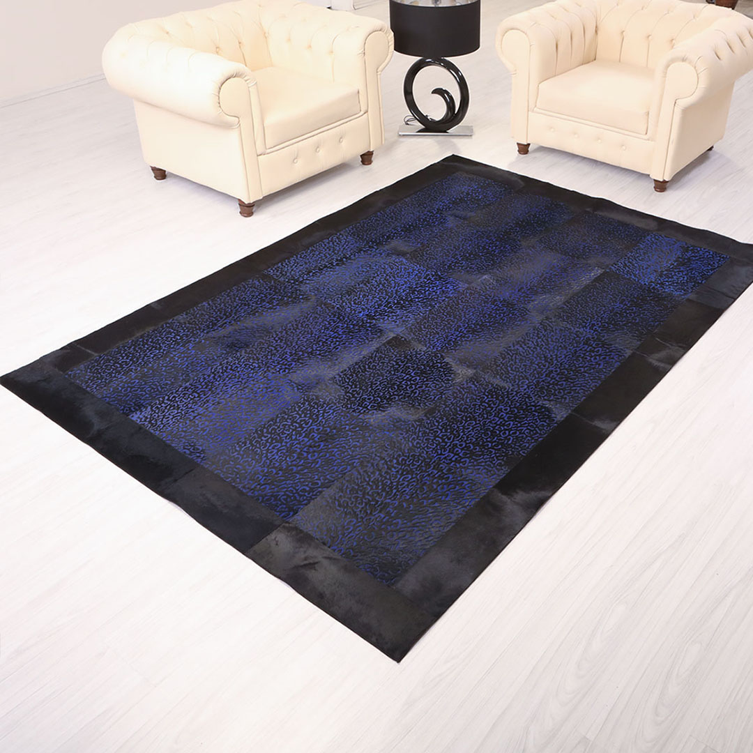 Genuine Leather Sax Leopard Patterned Leather Carpet