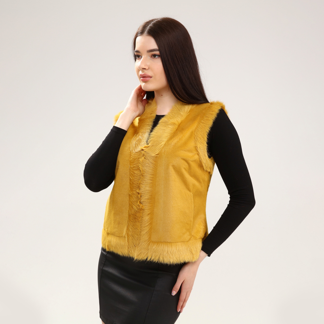 Genuine Leather Yellow Women's Leather Vest