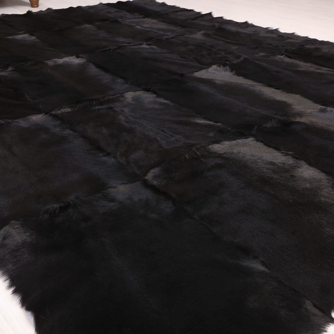 Genuine Leather Black Natural Hairy Leather Carpet