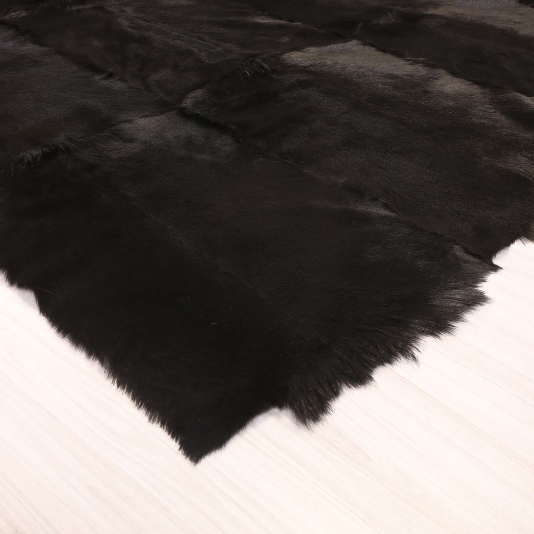 Genuine Leather Black Natural Hairy Leather Carpet
