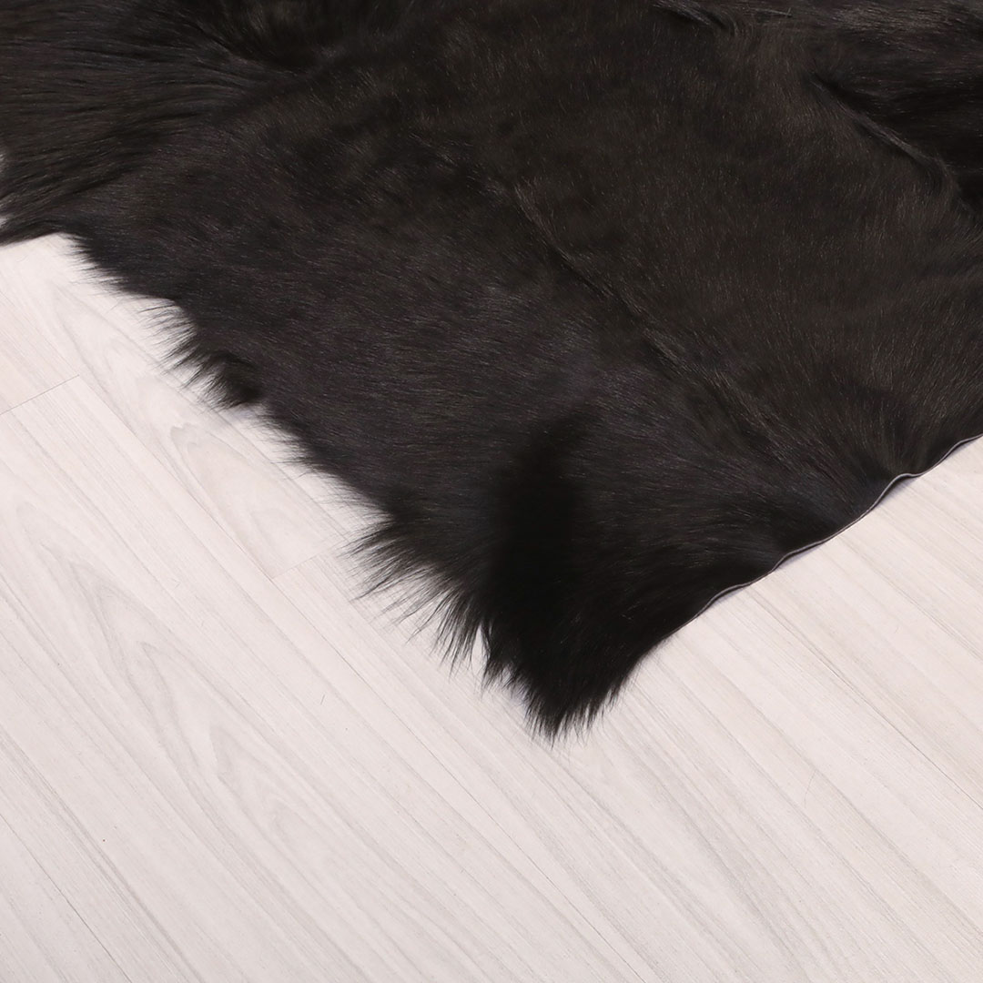 Genuine Leather Black Natural Hairy Leather Carpet
