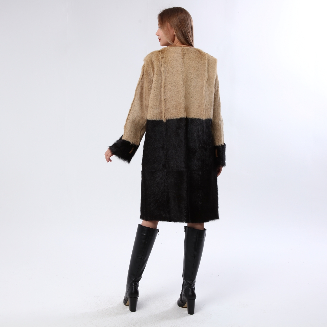 Hakiki Deri Siyah Kadın Deri Kaban