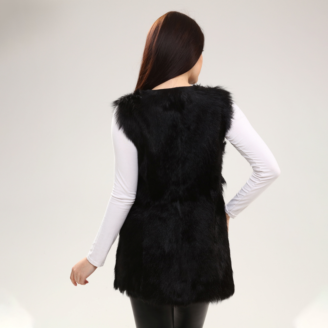 Hakiki Deri Siyah Kadın Deri Yelek