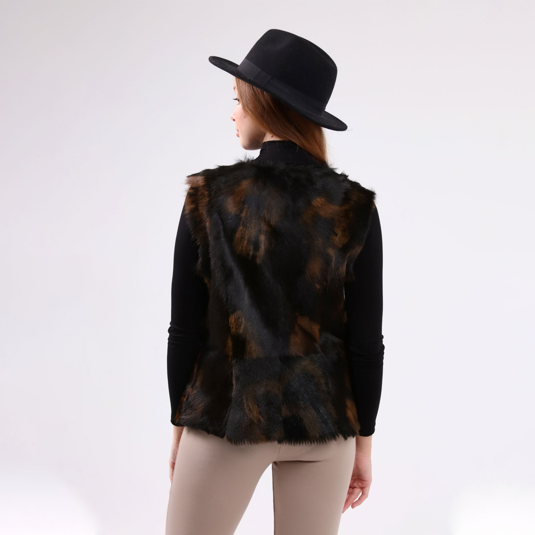 Hakiki Deri Yeşil Kadın Baskılı Deri Yelek